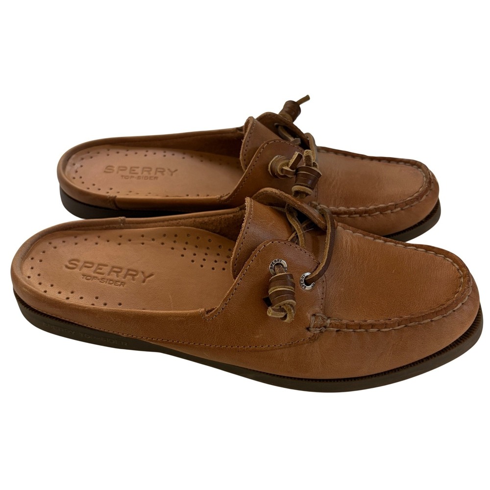 Sperry Authentic Original Mule Boat Shoe Leather Sahara Tan Women 8